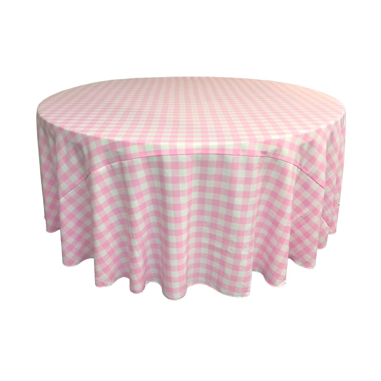 Gingham Checkered Round Tablecloth 108 Inch Spun Polyester Double Sided White and Black